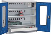 Flügeltürenschrank H1000xB1000xT490mm grau/blau 3BD 1Schubl.abschließbare Türen