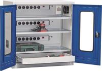 Flügeltürenschrank H1000xB1000xT490mm grau/blau 3BD 1Schubl.abschließbare Türen
