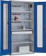 Flügeltürenschrank H2000xB1000xT490mm grau/blau 4BD 1Schubl. abschließbare Türen