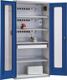 Flügeltürenschrank H2000xB1000xT490mm grau/blau 4BD 1Schubl. abschließbare Türen