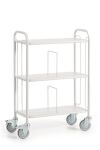 Bürowagen L800xB380xH1100mm lichtgrau m.Trenngitter ROLLCART