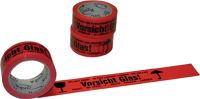 Warnklebeband PVC, NW-Nr.: 3000265560 PVC,Vorsicht Glas L.66, m,B.48mm rot Rl.ENVIROPACK  