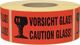 Hinweisetikett Vorsicht Glas L.145 mm,B.70mm rot 1000 St./Rolle TRANSPAK