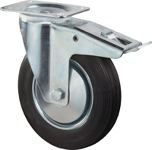 Lenkrolle D.80mm Trgf.50 kg m.Feststeller Gum.Platte L104xB80mm