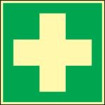 Rettungszeichen, NW-Nr.: 3000277462 Erste Hilfe B.148xH.148mm, grün/weiß nachleuchtend ASR A1.3/DIN4844-2/BGV A8, Kunststoffschild  