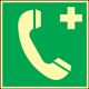 Rettungszeichen, NW-Nr.: 3000277478 Nottelefon B.148xH.148mm, grün/weiß nachleuchtend ASR A1.3/DIN4844-2/BGV A8, Kunststoffschild