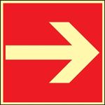Brandschutzzeichen, NW-Nr.: 3000277580 Pfeil gerade B148xH148mm, rot/weiß nachleuchtend ASR A1.3/DIN4844-2/BGV A8, Kunststoffschild  
