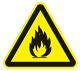 Warnzeichen, NW-Nr.: 3000277654 feuergefährliche Stoffe, 3-eckig schwarz/gelb B.200xH.200mm Ku.-Schild, ASR A1.3/DIN4844-2/BGV A