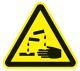 Warnzeichen, NW-Nr.: 3000277670 ätzende Stoffe 200x200mm, 3-eckig schwarz/gelb ASR A1.3/DIN4844-2/BGV A8, Kunststoffschild