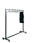 Reihengarderobenständer B1670xT500xH1800mm schwarz/chrom m. Bügelrohr