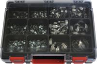 Schlauchschellensortiment, NW-Nr.: 8000367523 in Ku.-Sortimentsbox 175, x 2-Ohr-Klemm.82 Schlauc sch.  