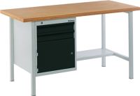 Werkbank BT495 B1500xT700xH840mm Buche Multiplex grau/anthr.-grau 2Schubl.1Tür
