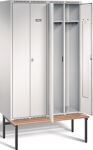 Garderobenschrank m.Sitzbank H2100xB1225xT800mm lichtgrau 2 dop.Abt.TECWERK