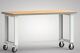 Werkbank B1500xT700xH840mm Buche Multiplex lichtgrau Bock-u.Lenkrollen,VG D125mm