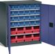 Regalschrank H780xB690xT285mm grau/blau 5Fachböden m.Türen 8xMK4,24xMK5 TECWERK