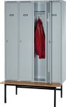 Garderobenschrank m.Sitzbank H1850xB925xT500mm lichtgrau/lichtgrau 3 Abt.TECWERK
