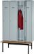 Garderobenschrank m.Sitzbank H1850xB925xT500mm lichtgrau/lichtgrau 3 Abt.TECWERK