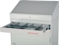Werkbank Ser.BK 650 B1500xT700xH790-1140mm Buche massiv grau/blau 2 Schubl.TW