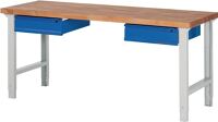 Werkbank Ser.BK 650 B2000xT700xH790-1140mm Buche massiv grau/blau 2 Schubl.TW