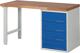 Werkbank Ser.BK 650 B1500xT700xH840mm Buche massiv grau/blau 4 Schubl.TECWERK