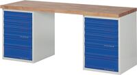 Werkbank Ser.BK 650 B2000xT700xH840mm Buche lichtgrau/blau 12 Schubl.TECWERK