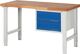 Werkbank Ser.BK 650 B1500xT700xH790-1140mm Buche lichtgrau/blau 2 Schubl.TECWERK