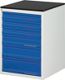 Schubladenschrank BK 650 H820xB580xT650mm lichtgrau/blau 6Schubl.Einfach.TECWERK
