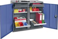 Werkzeug-/Beistellschrank H1000xB1000xT500mm 2Schubl.,4Bd.anthrazit/blau TECWERK