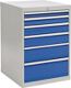 Schubladenschrank H1019xB705xT736mm lichtgrau/signalblau 6 Schubl.Voll.Bedrunka
