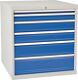 Schubladenschrank H1019xB1005xT736mm lichtgrau/signalblau 6 Schubl.Voll.Bedrunka