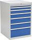 Schubladenschrank H1019xB705xT736mm lichtgrau/signalblau 7 Schubl.Voll.Bedrunka