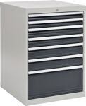 Schubladenschrank H1019xB705xT736mm grau/anthr. 2x75,2x100,2x125,1x300mm Schubl.