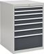 Schubladenschrank H1019xB705xT736mm grau/anthr. 2x75,2x100,2x125,1x300mm Schubl.