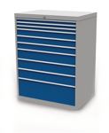 Schubladenschrank H1319xB1005xT736mm lichtgrau/signalblau 10 Schubl.