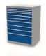 Schubladenschrank H1319xB1005xT736mm lichtgrau/signalblau 10 Schubl.