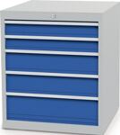 Schubladenschrank H819xB705xT736mm lichtgrau/signalblau 5 Schubl.Voll.Bedrunka