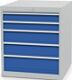 Schubladenschrank H819xB705xT736mm lichtgrau/signalblau 5 Schubl.Voll.Bedrunka
