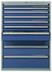 Schubladenschrank H1200xB805xT695 2x75 3x100 1x200 1x250 VA.75kg lichtgrau/blau
