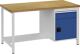 Werkbank signalblau lichtgrau B1500xH859xT750mm Buche Multipl.40mm 1Schubl.1Tür