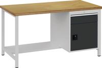 Werkbank grau lichtgrau B1500xH859xT750mm Buche Multiplex 40mm 1 Schubl.1 Tür