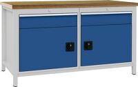 Werkbank signalblau lichtgrau B1500xH859xT750mm Multipl.40mm 2 Schub.2 Tür