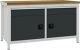 Werkbank grau lichtgrau B1500xH859xT750mm Multiplex 40mm 2 Schubl.2 Türen