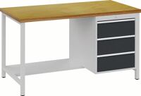 Werkbank B1500xT750xH859mm Buche Multiplex lichtgrau grau 3 Schubl.