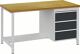 Werkbank B1500xT750xH859mm Buche Multiplex lichtgrau grau 3 Schubl.