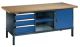 Werkbank B2000xT700xH845 li.2x150 1x200 re.1 Tür 1 Fach anthr./taubenblau 40mm
