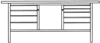 Werkbank B2000xT700xH845 li.2x100 2x150 re. 2x75 2x100 1x150 grau/anthr. 40mm