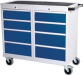 Werkbank B1060xT500xH1005mm Buche Multiplex lichtgrau signalblau Anz.Schubl.8