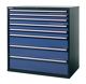 Schubladenschrank H1200xB1205xT695 6x100 2x150 1x200 VA.200kg lichtg./lichtb.