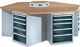Werkbank B2000xT750xH790-1140mm Buche-Multiplex lichtgrau Schubl.Türen