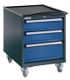 Schubladenschrank H792xB605xT695 fahrb.2x150,1x200mm anthr.gr./taubenbl.